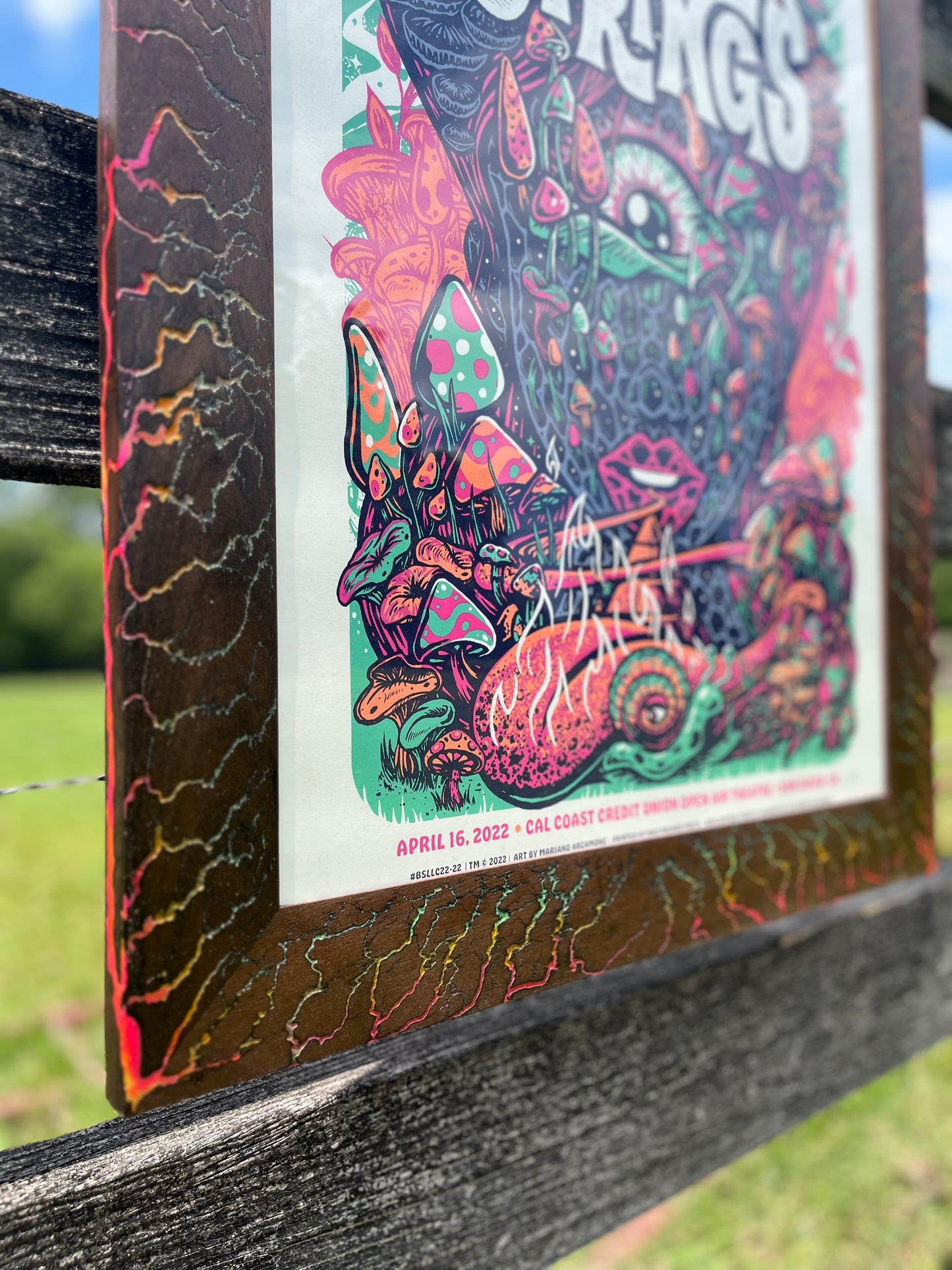 18x24 Neon Walnut Hemorrhage Burn Frame