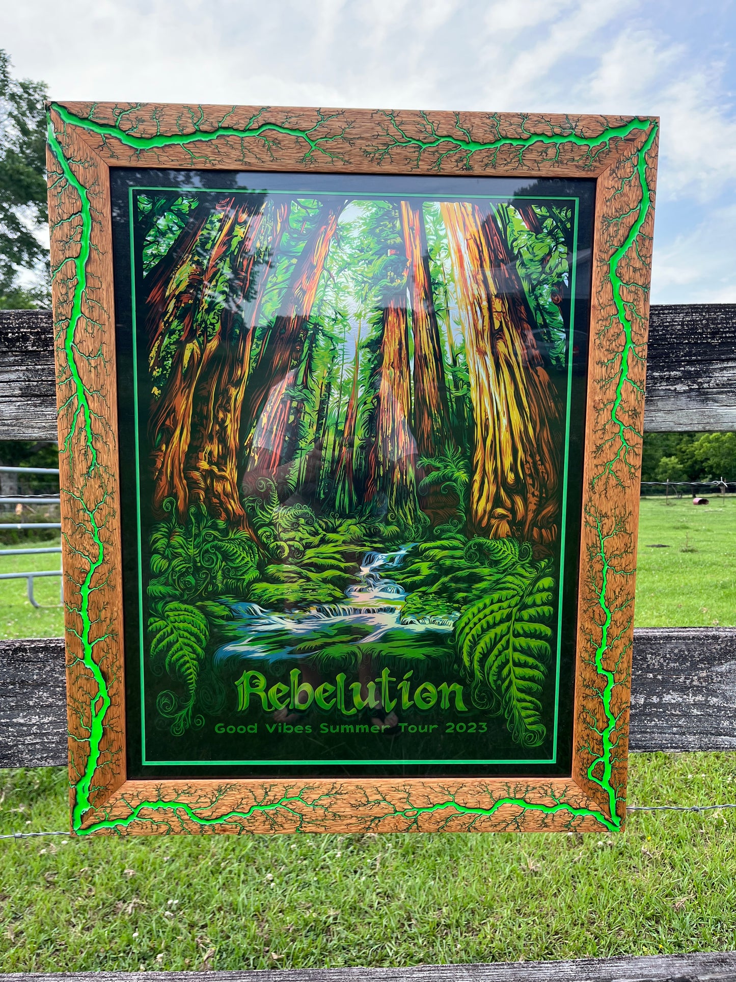 20x26 Blazin’ Rebelution Stained White Limba w/green. Print included