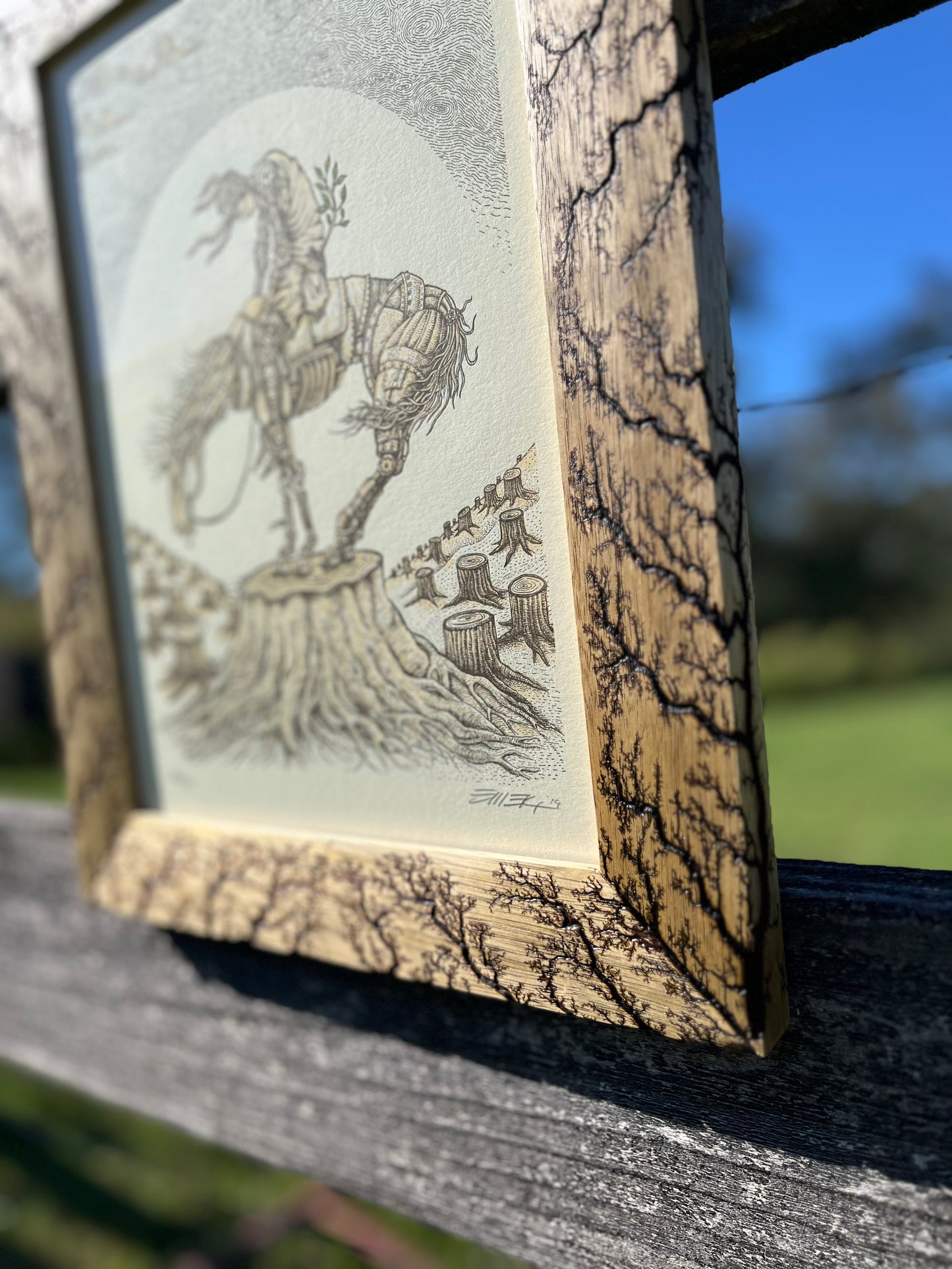 8x10 Raw White Limba Hemorrhage Burn Frame