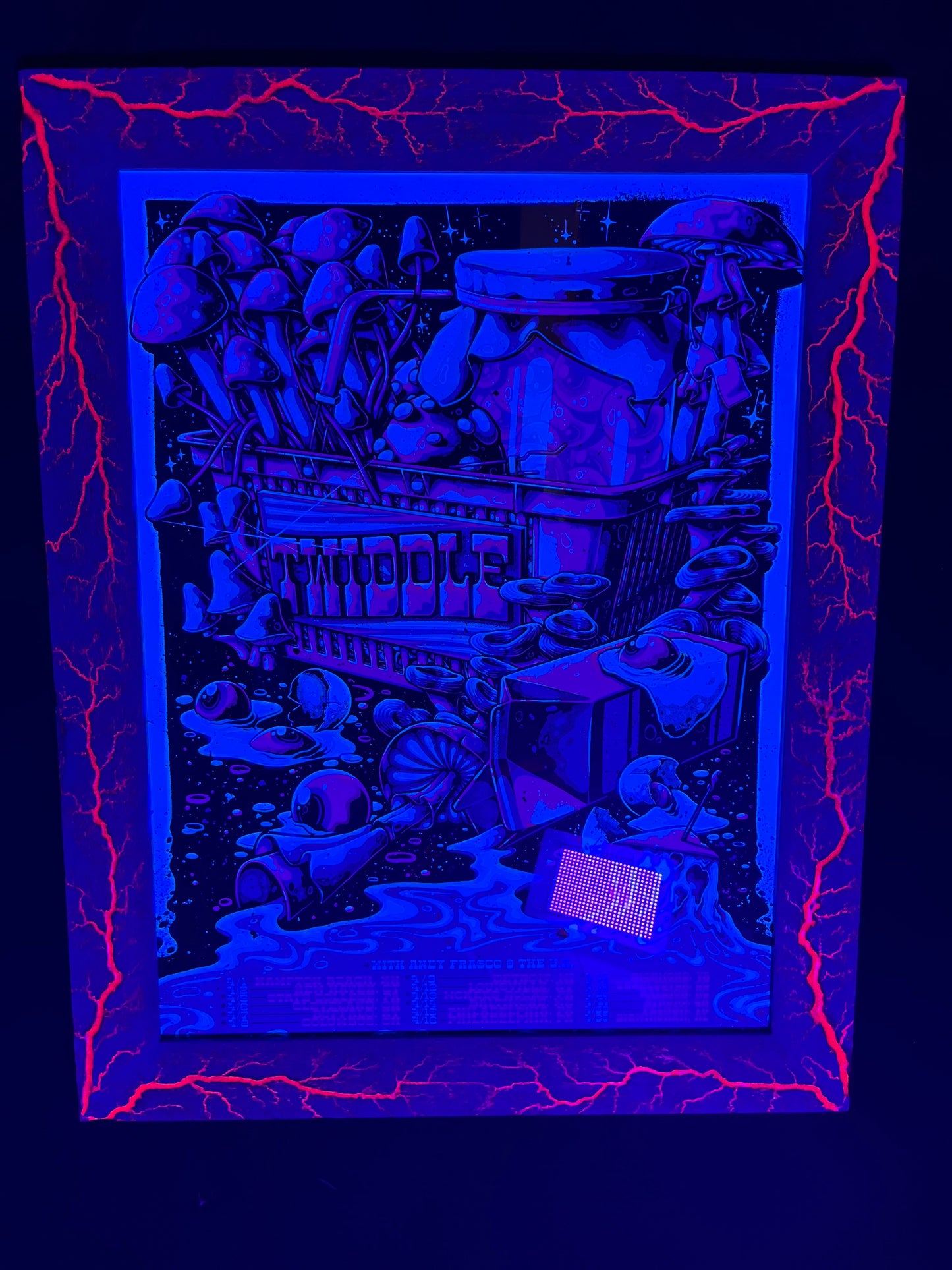 18x24 Blazin’ Twiddle. Blue stained White Limba w/pink. Twiddle print included
