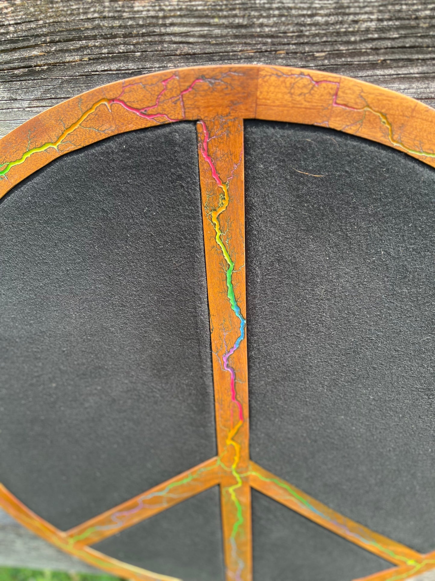 32” African Mahogany Rainbow Peace Pinboard