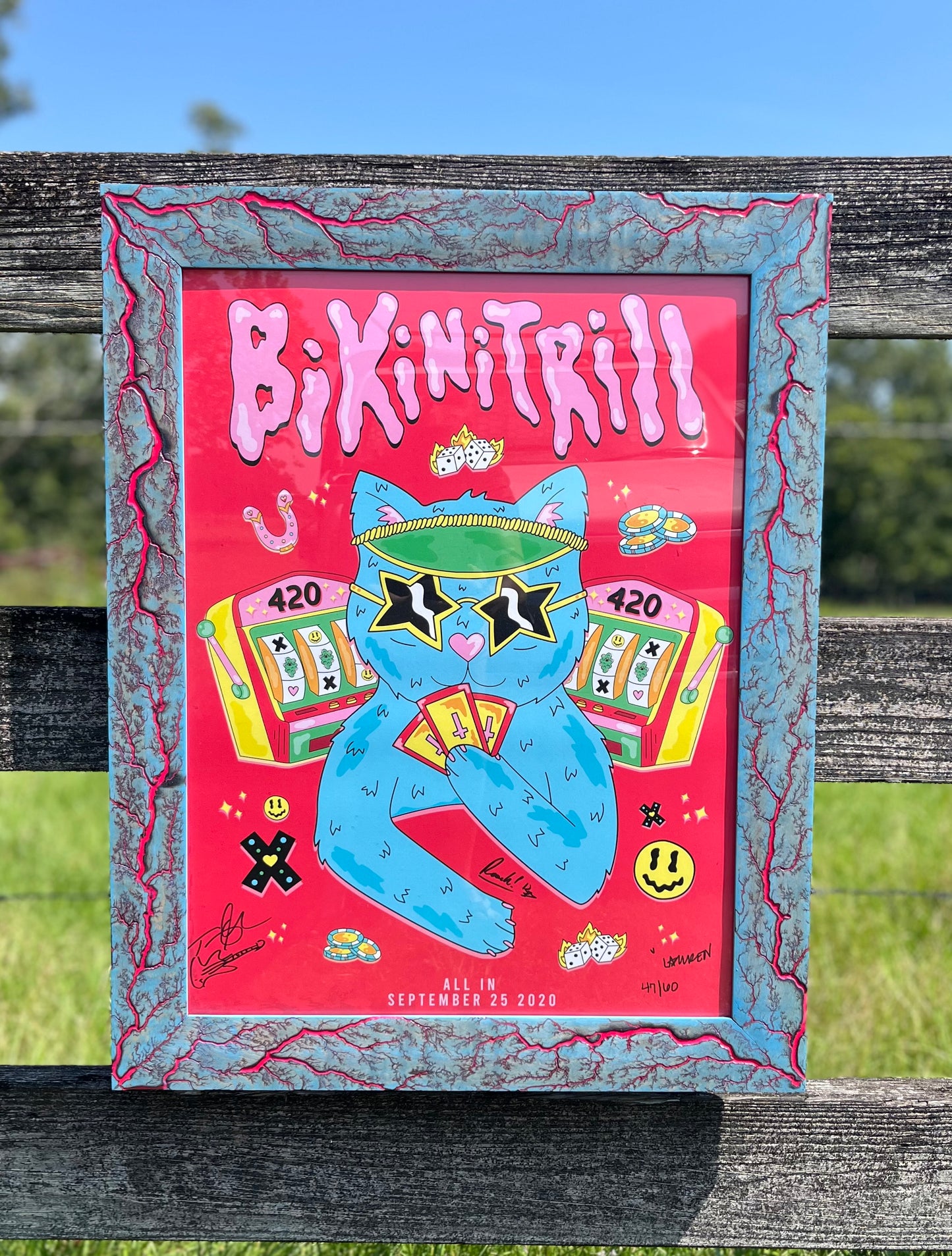 18x24 Blue Maple w/Pink Burns(FRAME ONLY)