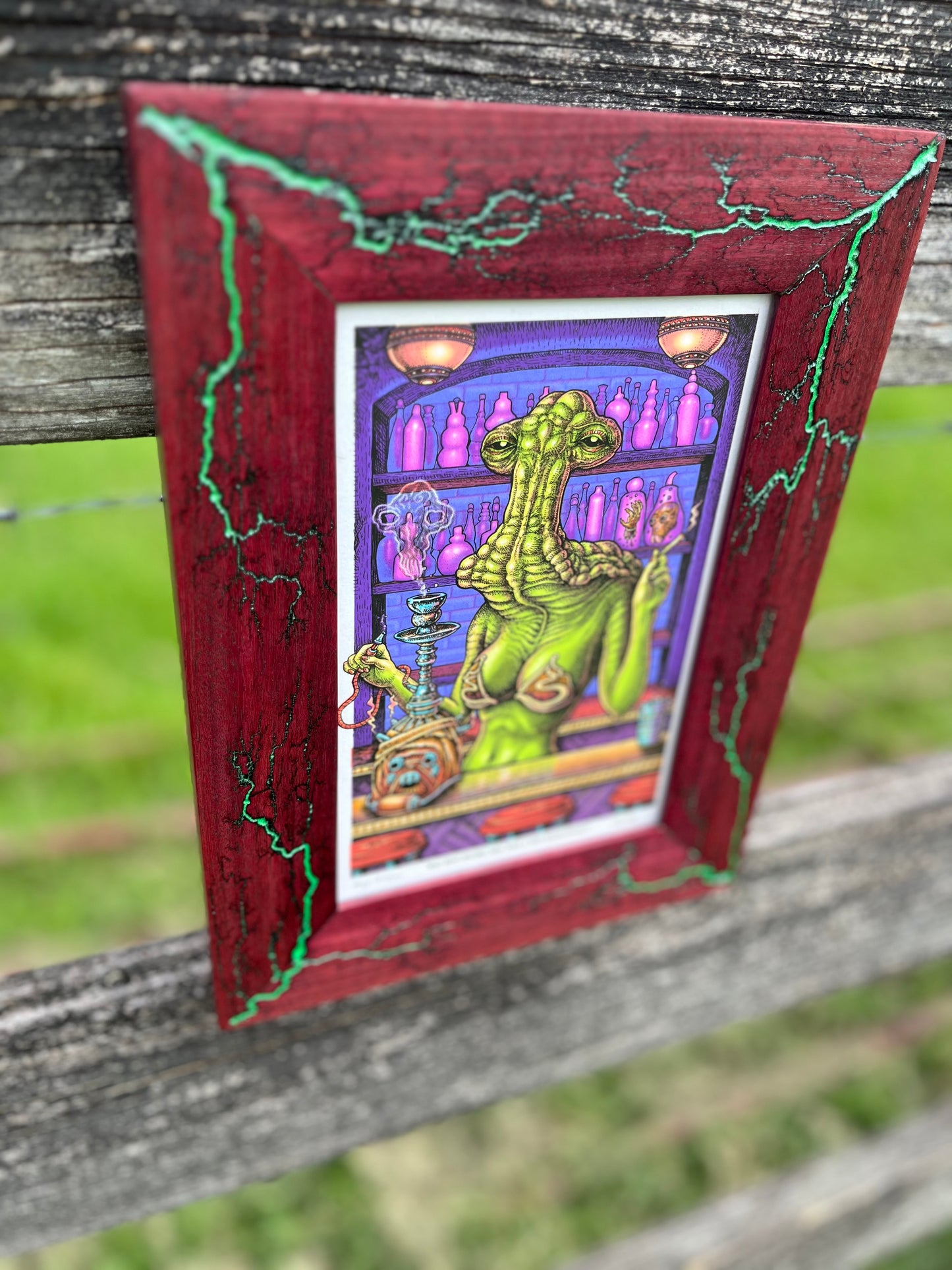 Green. Purple Heart with Emek “Stoned Wars” print 6x9