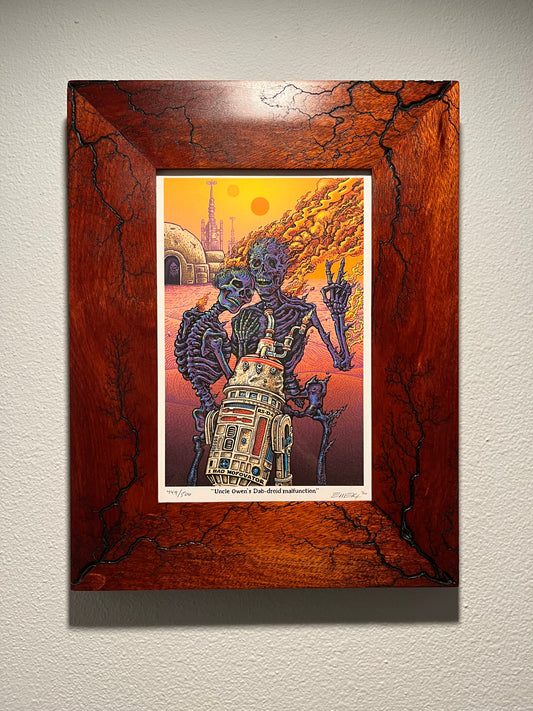 Raw Bloodwood 6x9 with Emek “Stoned Wars” print included. Matching number cantina band also available