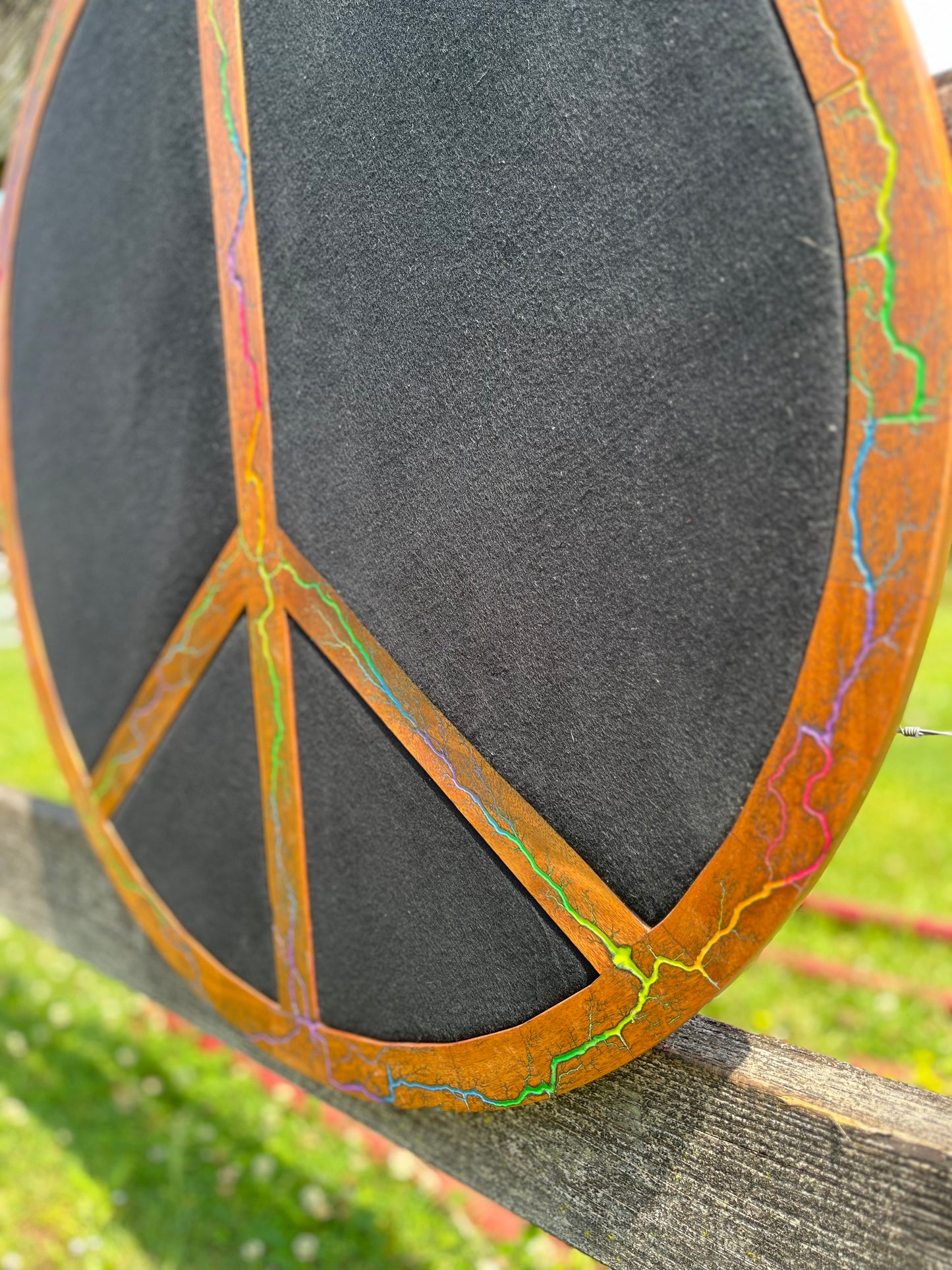 32” African Mahogany Rainbow Peace Pinboard