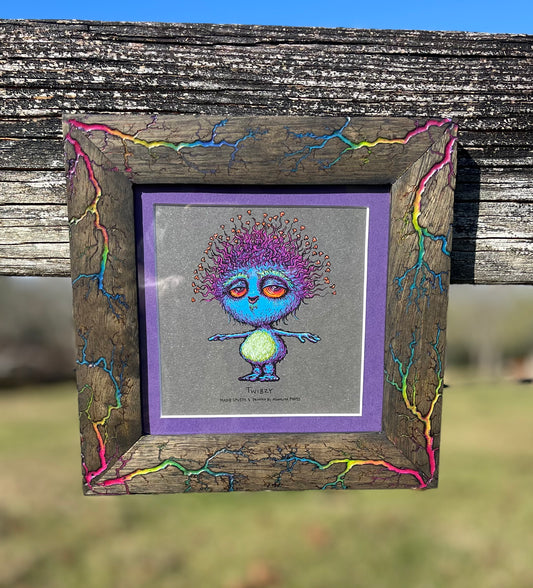 6x6 Black Stained White Limba W/ Rainbow color fill, uv, & glow! Frame only