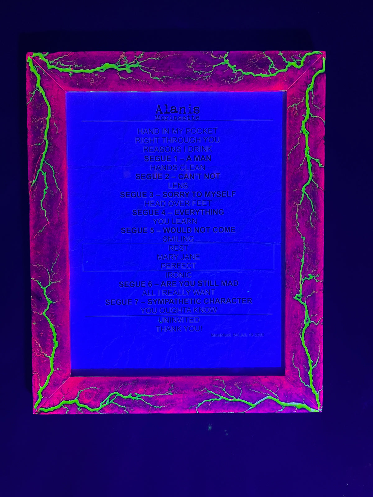 8.5”x11” Hot Pink Maple Frame w/Yellow Burn fill( Frame Only)