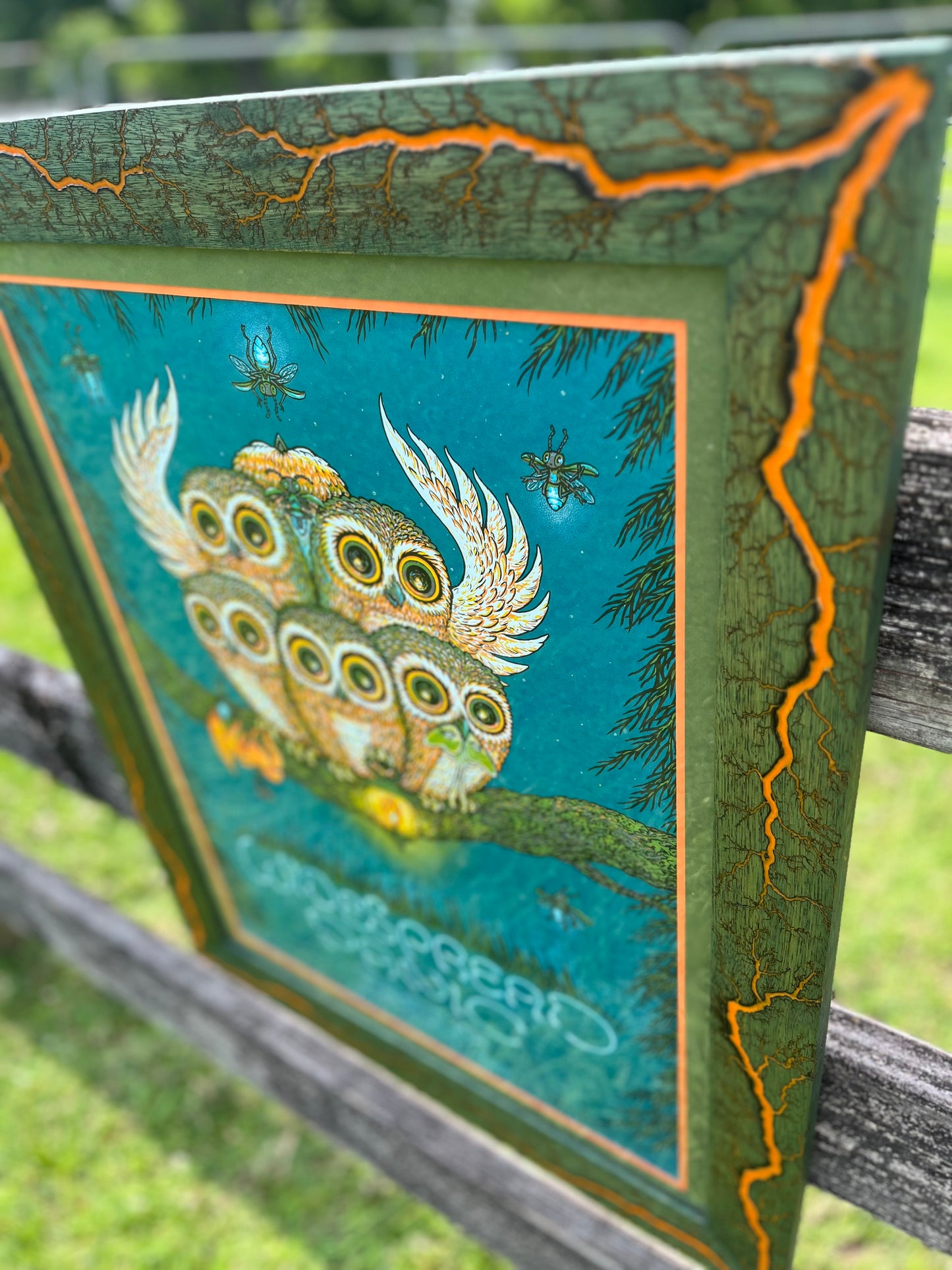20x26 Blazin’ Frame-Up Olive Green Limba (Orange) WSP print by Marq Spusta